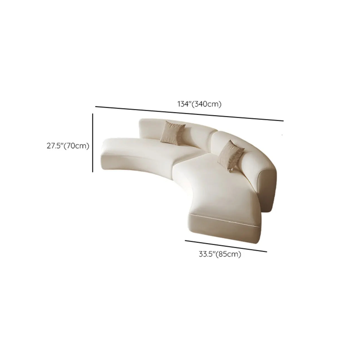 Curved Leather Living Room Cream Large Sofa Sectional Image - 11