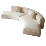 Curved Leather Living Room Cream Large Sofa Sectional Image - 2