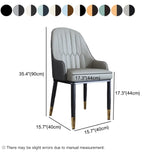 Curved Leather Upholstered Arm Standard Dining Chair #size