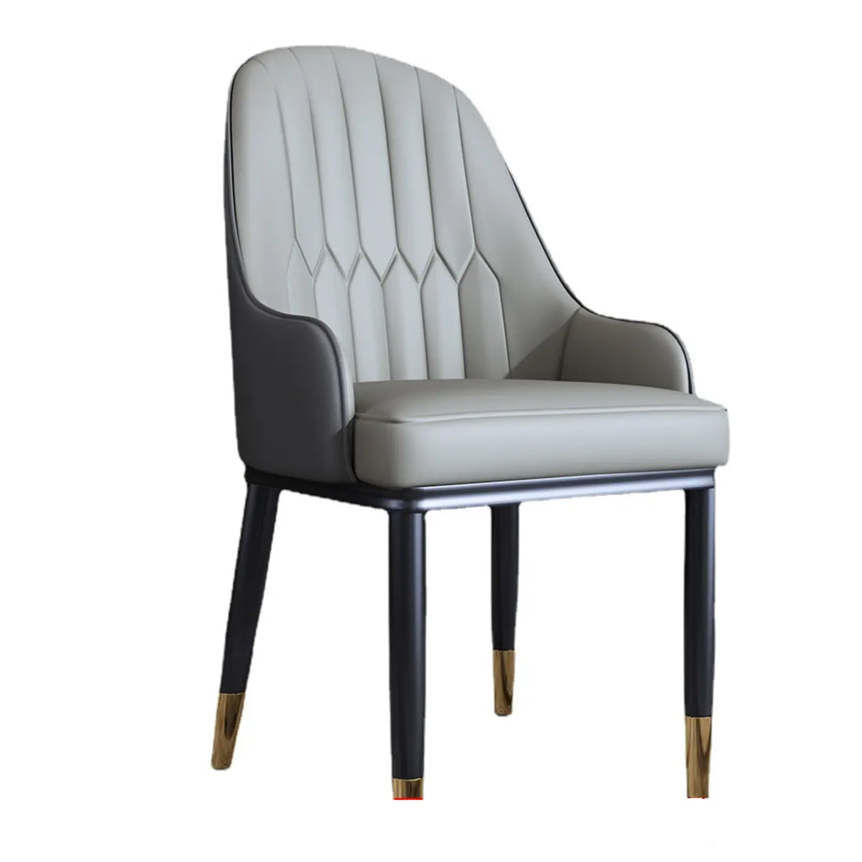 Curved Leather Upholstered Arm Standard Dining Chair Image - 5