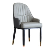 Curved Leather Upholstered Arm Standard Dining Chair Image - 5