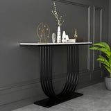 Curved Metal White Marble Gold Medium Console Table Image - 2