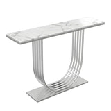 Curved Metal White Marble Gold Medium Console Table Image - 5