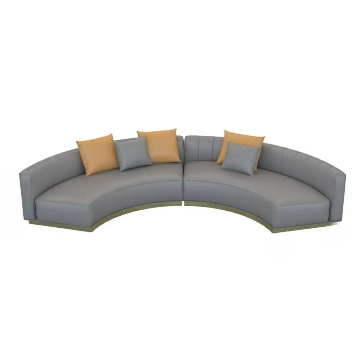Curved Scratch Resistant Faux Leather Pillow Back Sofa Image - 11
