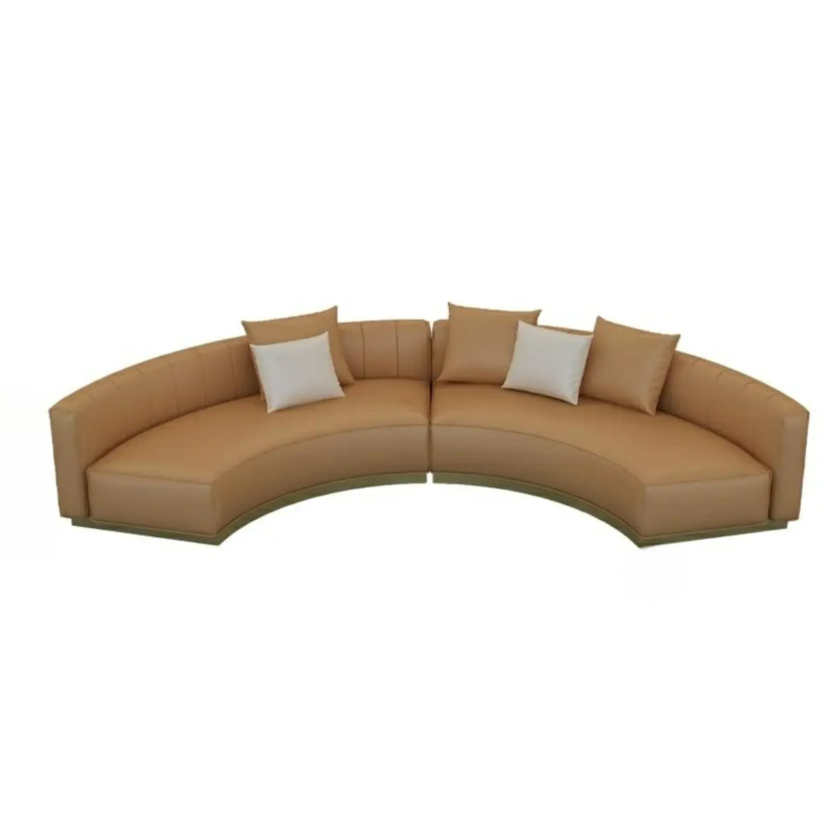 Curved Scratch Resistant Faux Leather Pillow Back Sofa Image - 22