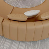 Curved Scratch Resistant Faux Leather Pillow Back Sofa Image - 23