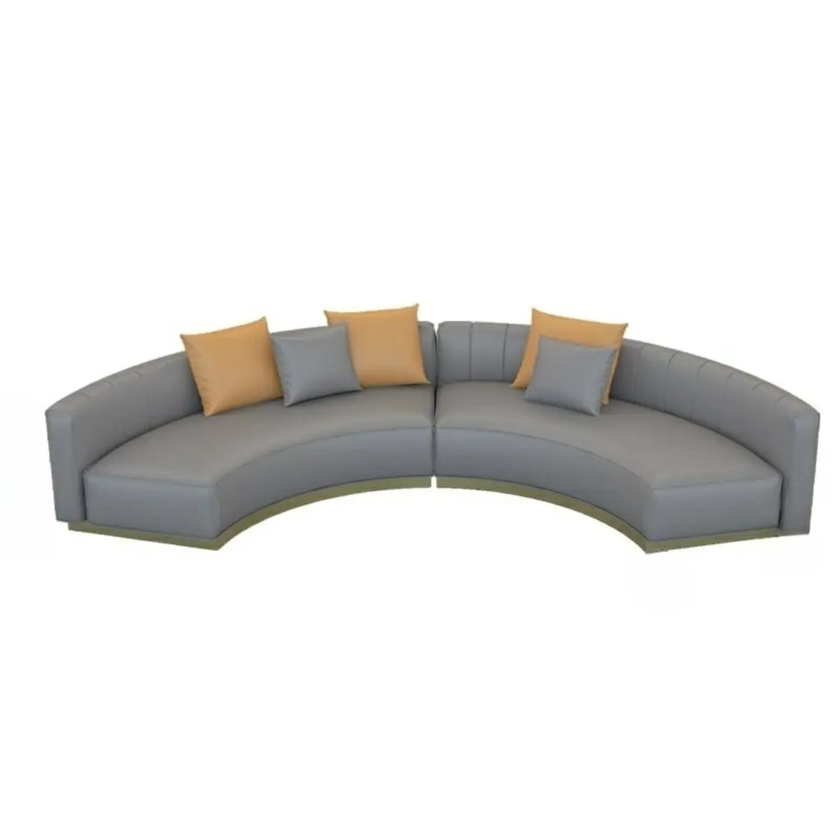Curved Scratch Resistant Faux Leather Pillow Back Sofa Image - 24