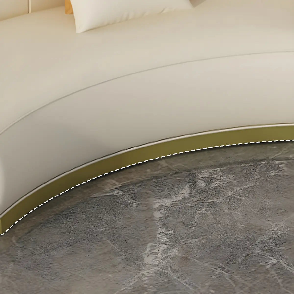 Curved Scratch Resistant Faux Leather Pillow Back Sofa Image - 25