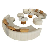 Curved Scratch Resistant Faux Leather Pillow Back Sofa Image - 29