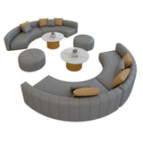 Curved Scratch Resistant Faux Leather Pillow Back Sofa Image - 31