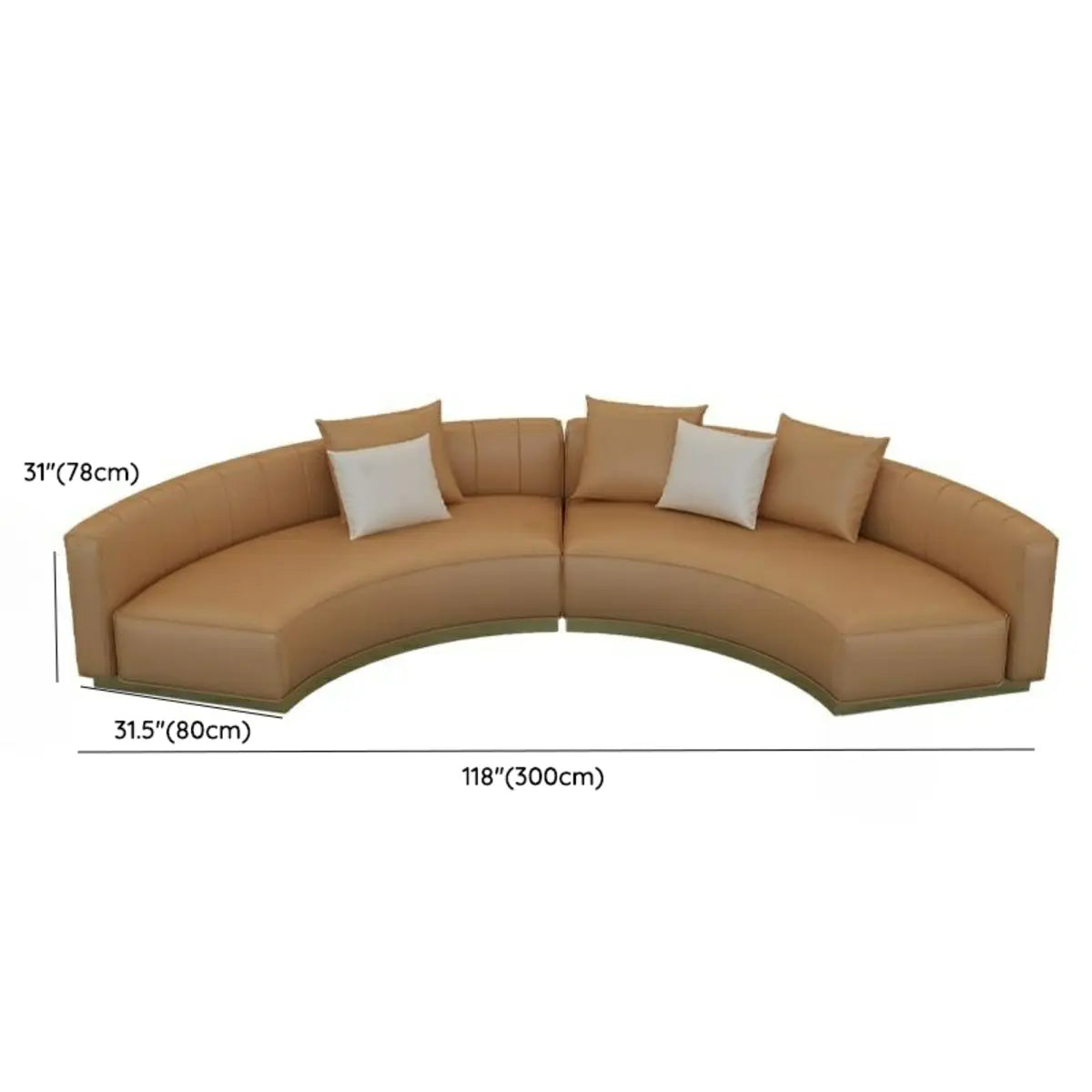 Curved Scratch Resistant Faux Leather Pillow Back Sofa Image - 41