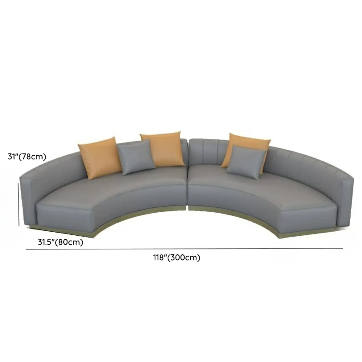 Curved Scratch Resistant Faux Leather Pillow Back Sofa Image - 42