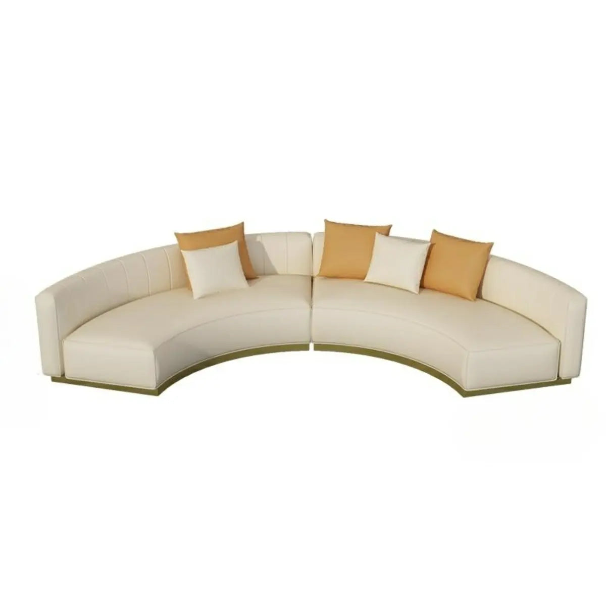 Curved Scratch Resistant Faux Leather Pillow Back Sofa Image - 7