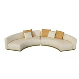 Curved Scratch Resistant Faux Leather Pillow Back Sofa Image - 7