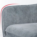 Curved Solid Back Fabric Armrest Dining Chair Green Image - 15