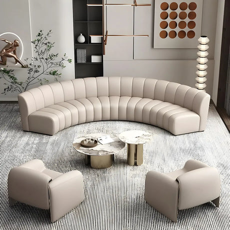 Curved Stain Resistant Faux Leather Sofa Seating Group Image - 1