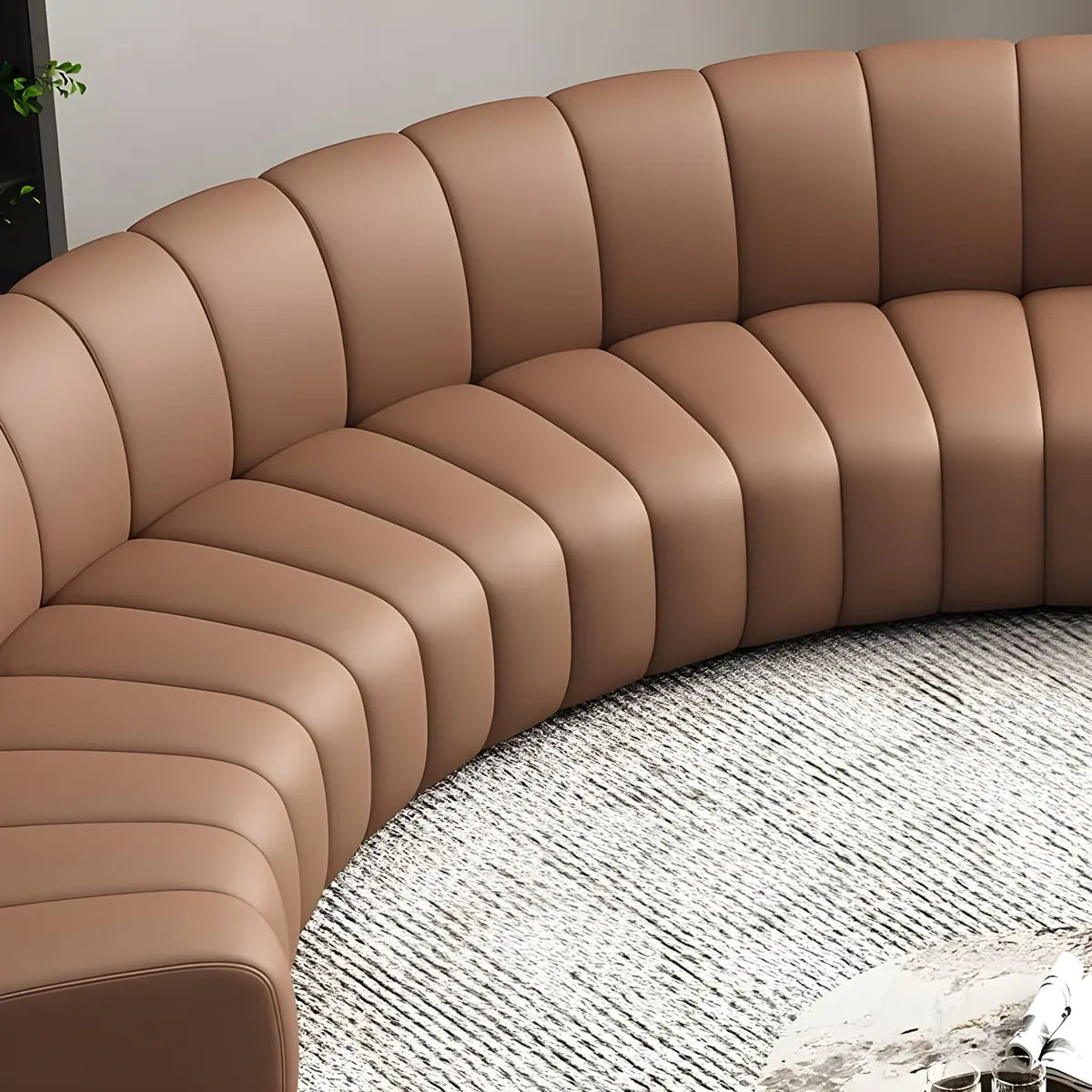 Curved Stain Resistant Faux Leather Sofa Seating Group Image - 12