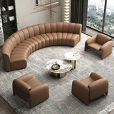 Curved Stain Resistant Faux Leather Sofa Seating Group Image - 13
