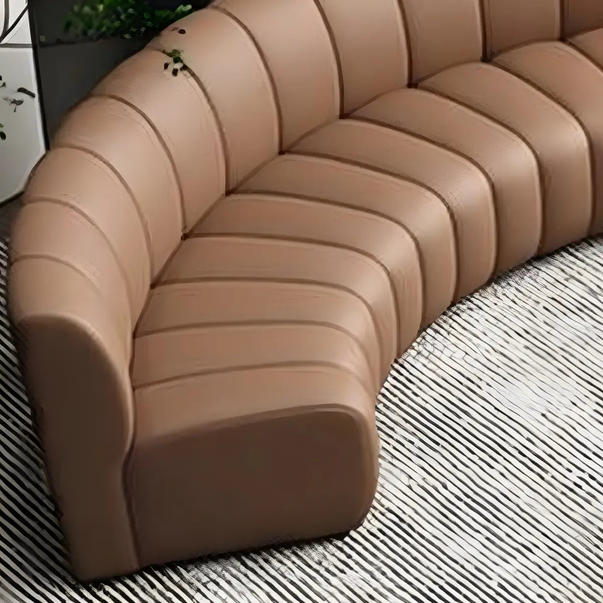Curved Stain Resistant Faux Leather Sofa Seating Group Image - 15