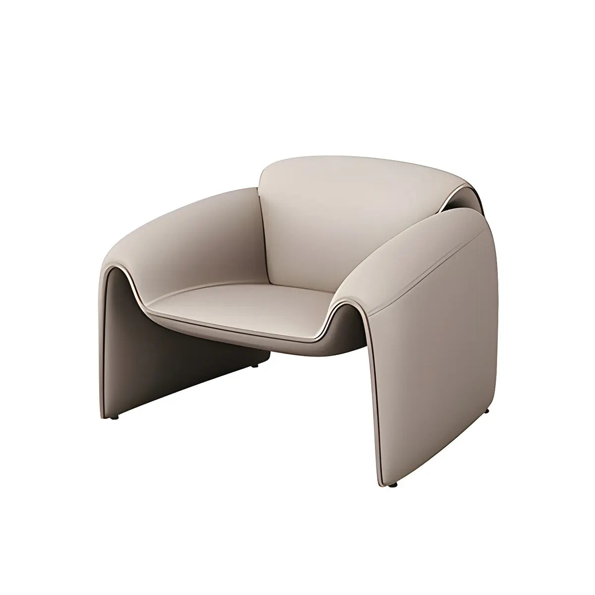 Curved Stain Resistant Faux Leather Sofa Seating Group Image - 9