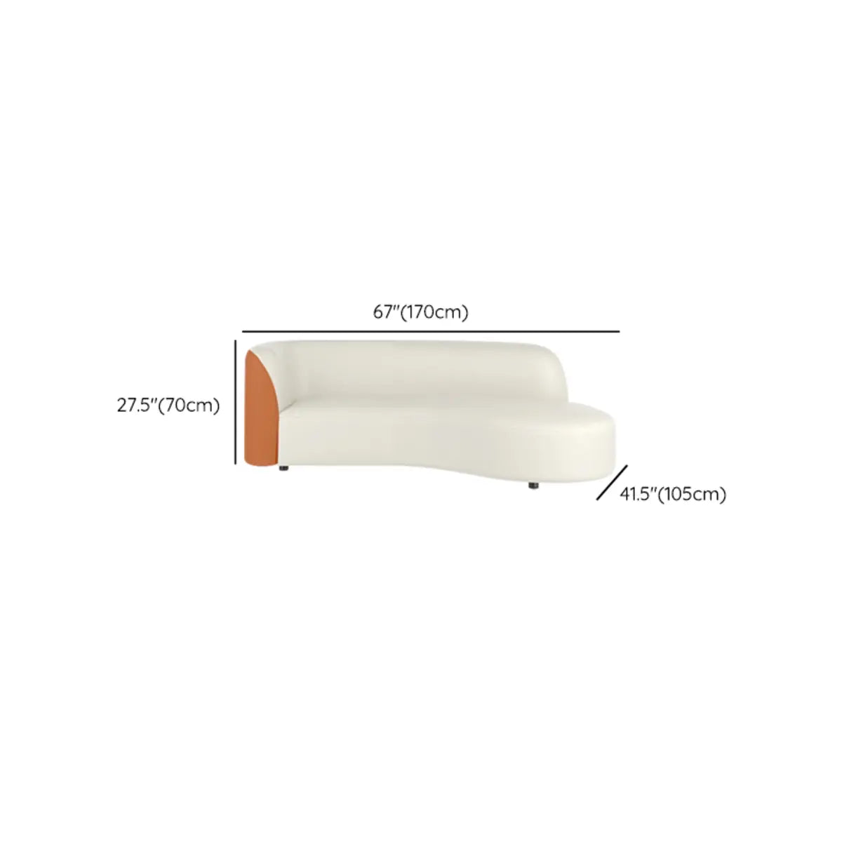 Curved Stain Resistant Leather Upholstered Back Sofa Image - 18