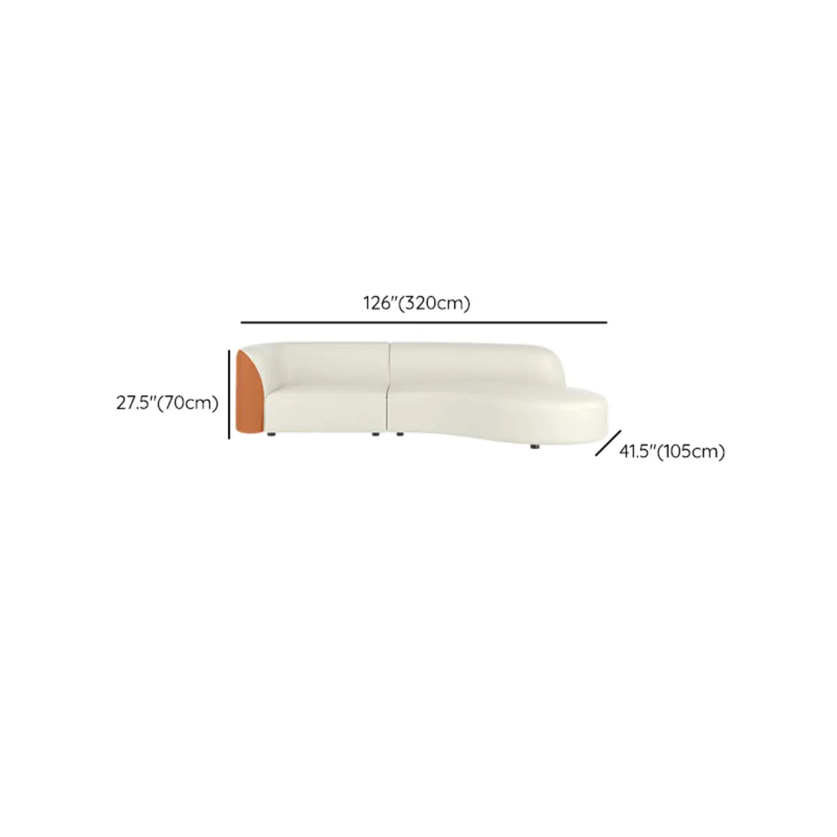 Curved Stain Resistant Leather Upholstered Back Sofa Image - 22