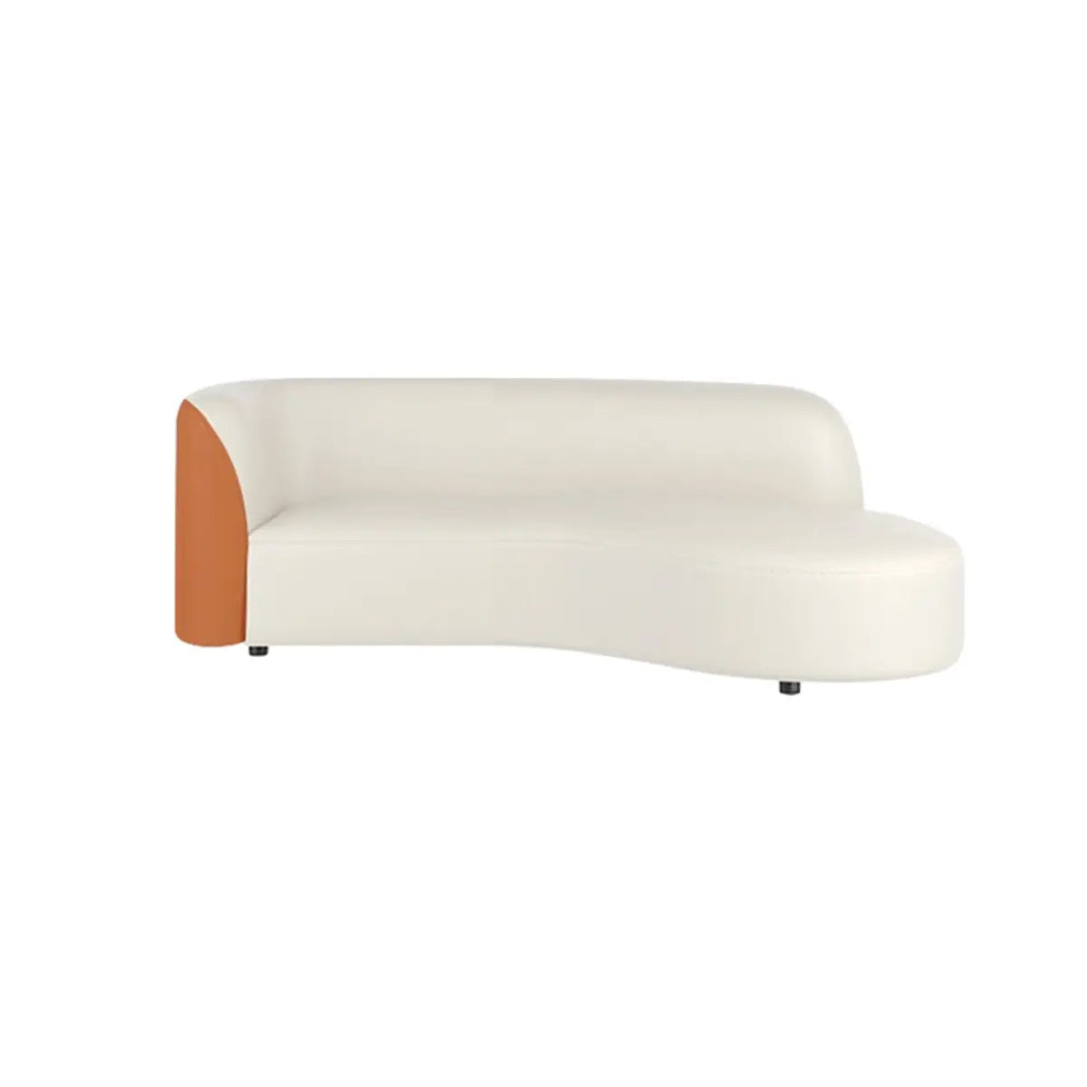 Curved Stain Resistant Leather Upholstered Back Sofa Image - 5