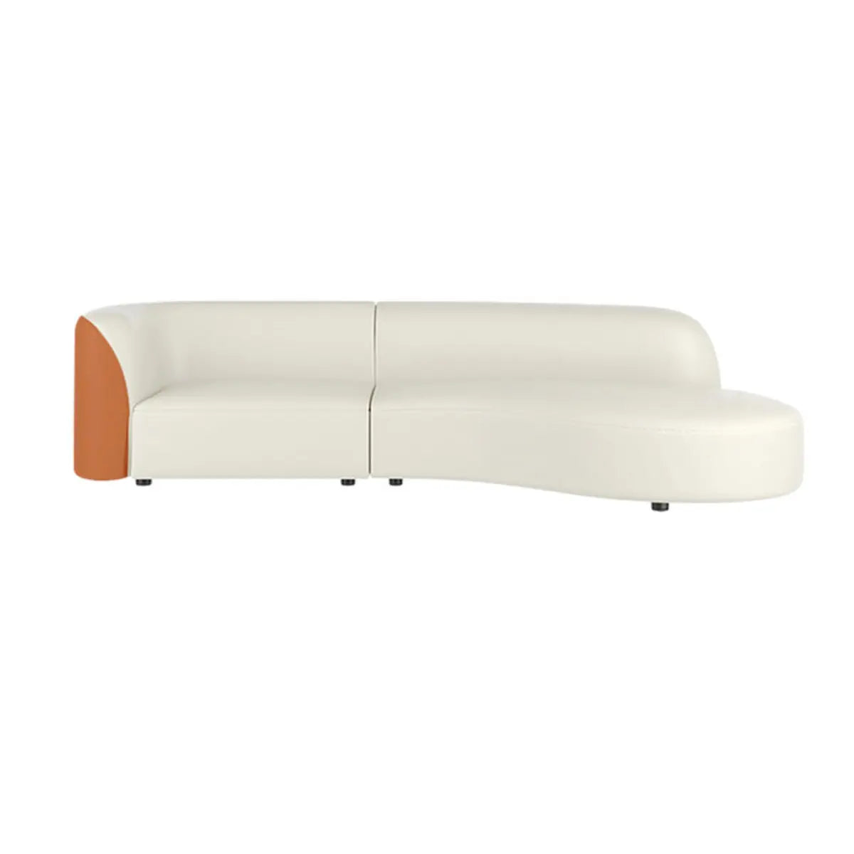 Curved Stain Resistant Leather Upholstered Back Sofa Image - 7