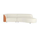 Curved Stain Resistant Leather Upholstered Back Sofa Image - 7