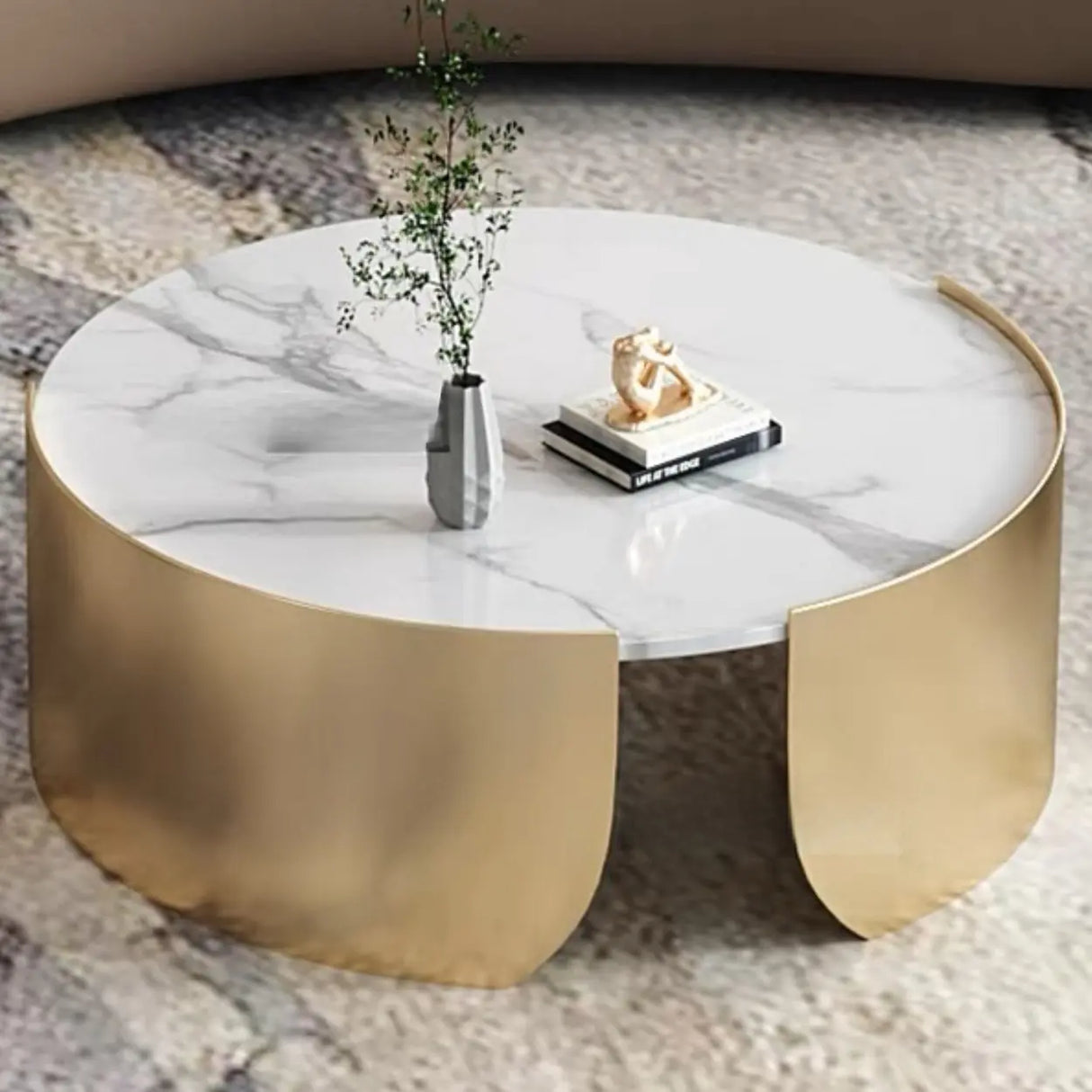Curved Stain Resistant Sofa Seating Group with Table Image - 11