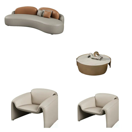 Curved Stain Resistant Sofa Seating Group with Table Image - 2