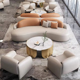 Curved Stain Resistant Sofa Seating Group with Table Image - 3