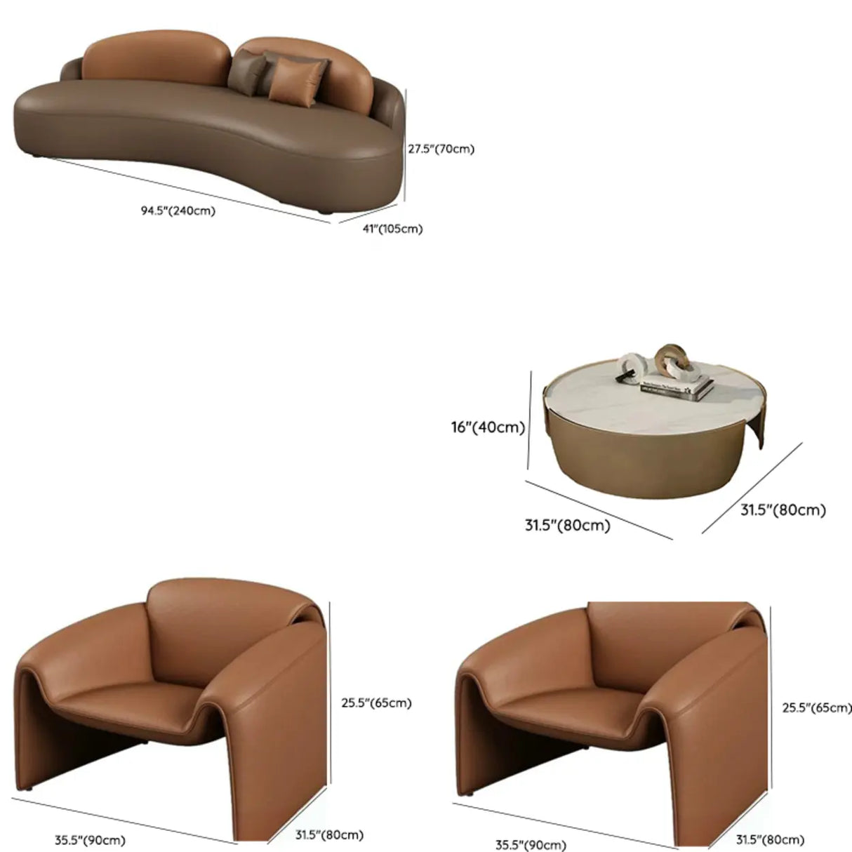 Curved Stain Resistant Sofa Seating Group with Table Image - 39