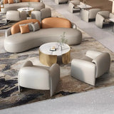 Curved Stain Resistant Sofa Seating Group with Table Image - 6