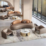 Curved Stain Resistant Sofa Seating Group with Table Image - 8