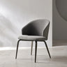 Curved Velour Upholstered Solid Back Arm Dining Chair Image - 11