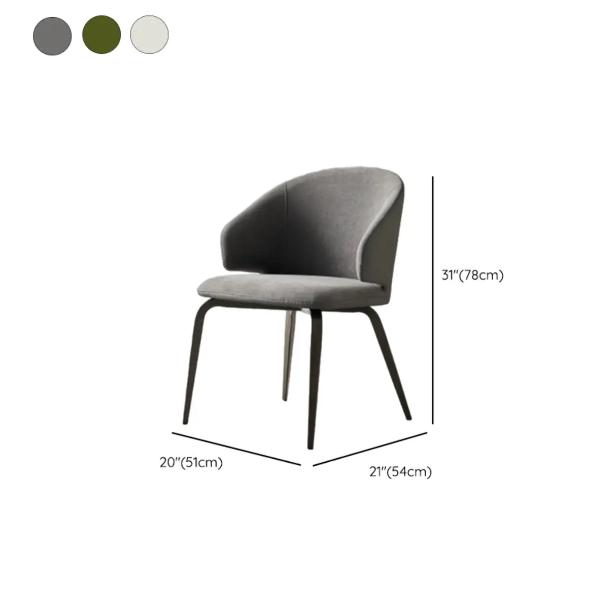 Curved Velour Upholstered Solid Back Arm Dining Chair 