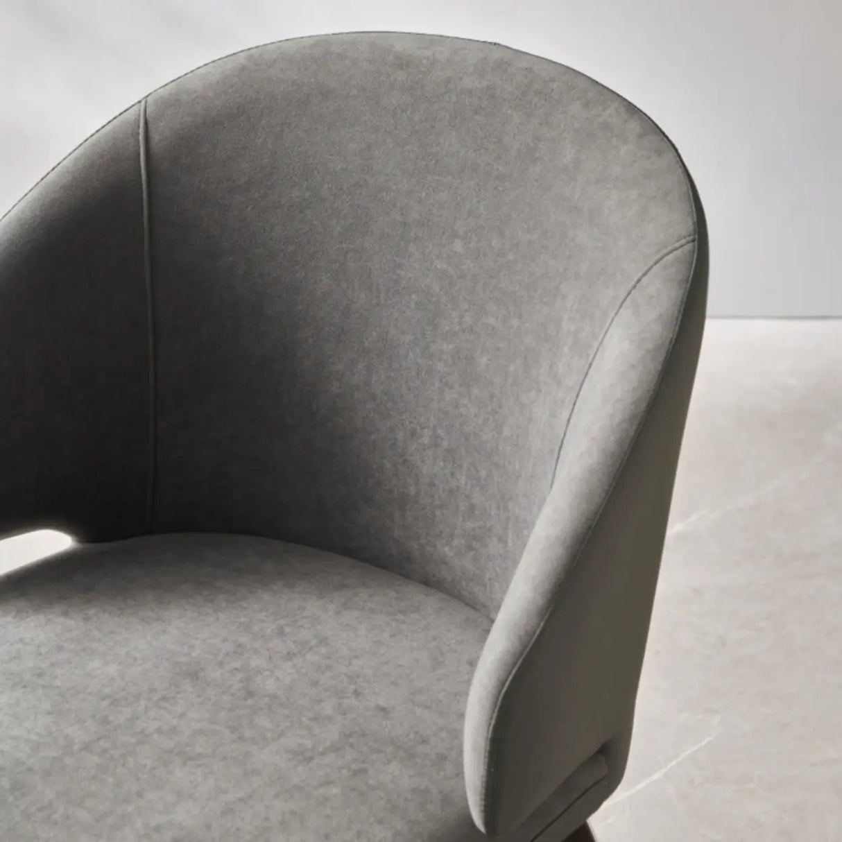 Curved Velour Upholstered Solid Back Arm Dining Chair Image - 6