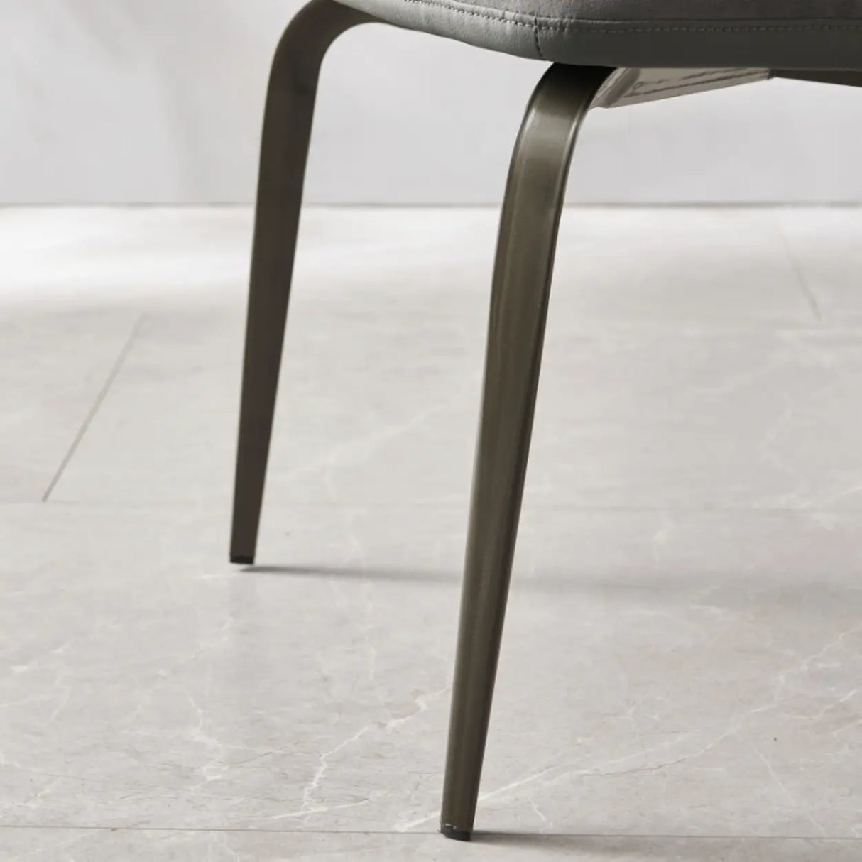 Curved Velour Upholstered Solid Back Arm Dining Chair Image - 8