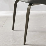 Curved Velour Upholstered Solid Back Arm Dining Chair Image - 8