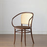 Curved Walnut Armchair Rattan Back Dining Chair Brown Image - 5