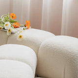 Curved White Horizontal Large Pillow Back Relax Sofa Image - 6