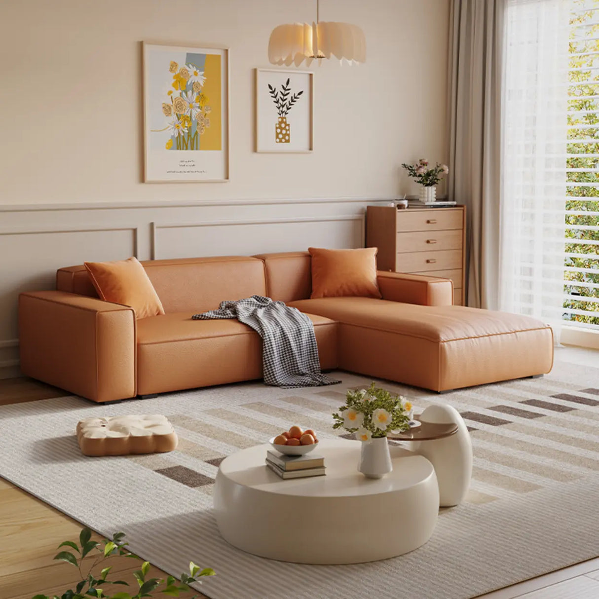 Cushion Back L-Shape Fabric Off-White Large Recliner Sofa Image - 11