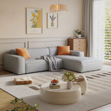 Cushion Back L-Shape Fabric Off-White Large Recliner Sofa Image - 13