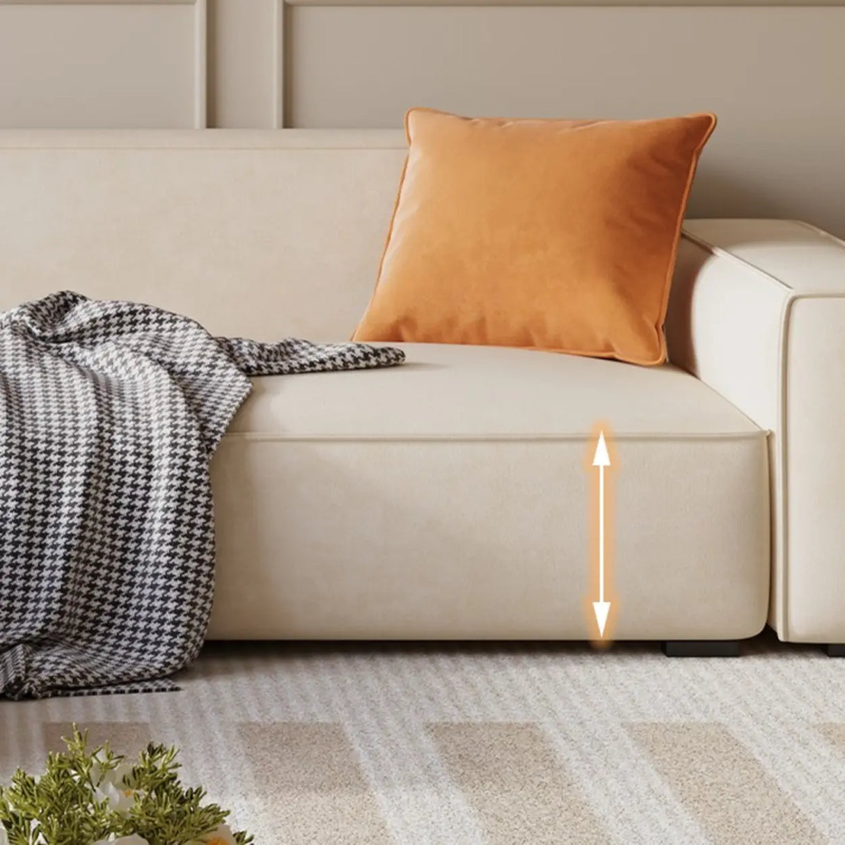 Cushion Back L-Shape Fabric Off-White Large Recliner Sofa Image - 16