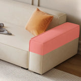 Cushion Back L-Shape Fabric Off-White Large Recliner Sofa Image - 17