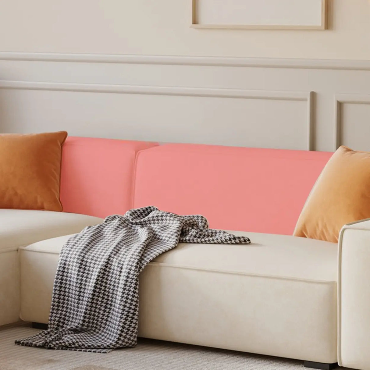 Cushion Back L-Shape Fabric Off-White Large Recliner Sofa Image - 18