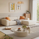 Cushion Back L-Shape Fabric Off-White Large Recliner Sofa Image - 2