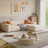 Cushion Back L-Shape Fabric Off-White Large Recliner Sofa Image - 2