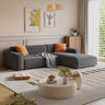 Cushion Back L-Shape Fabric Off-White Large Recliner Sofa Image - 3